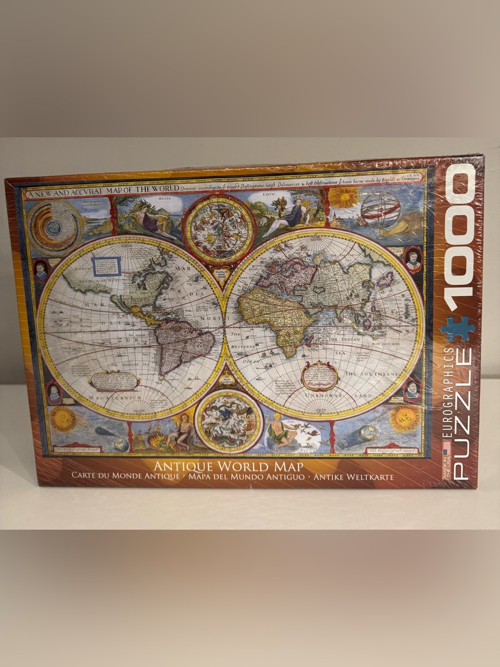 Antique World Map 1000-Piece Jigsaw Puzzle Sealed